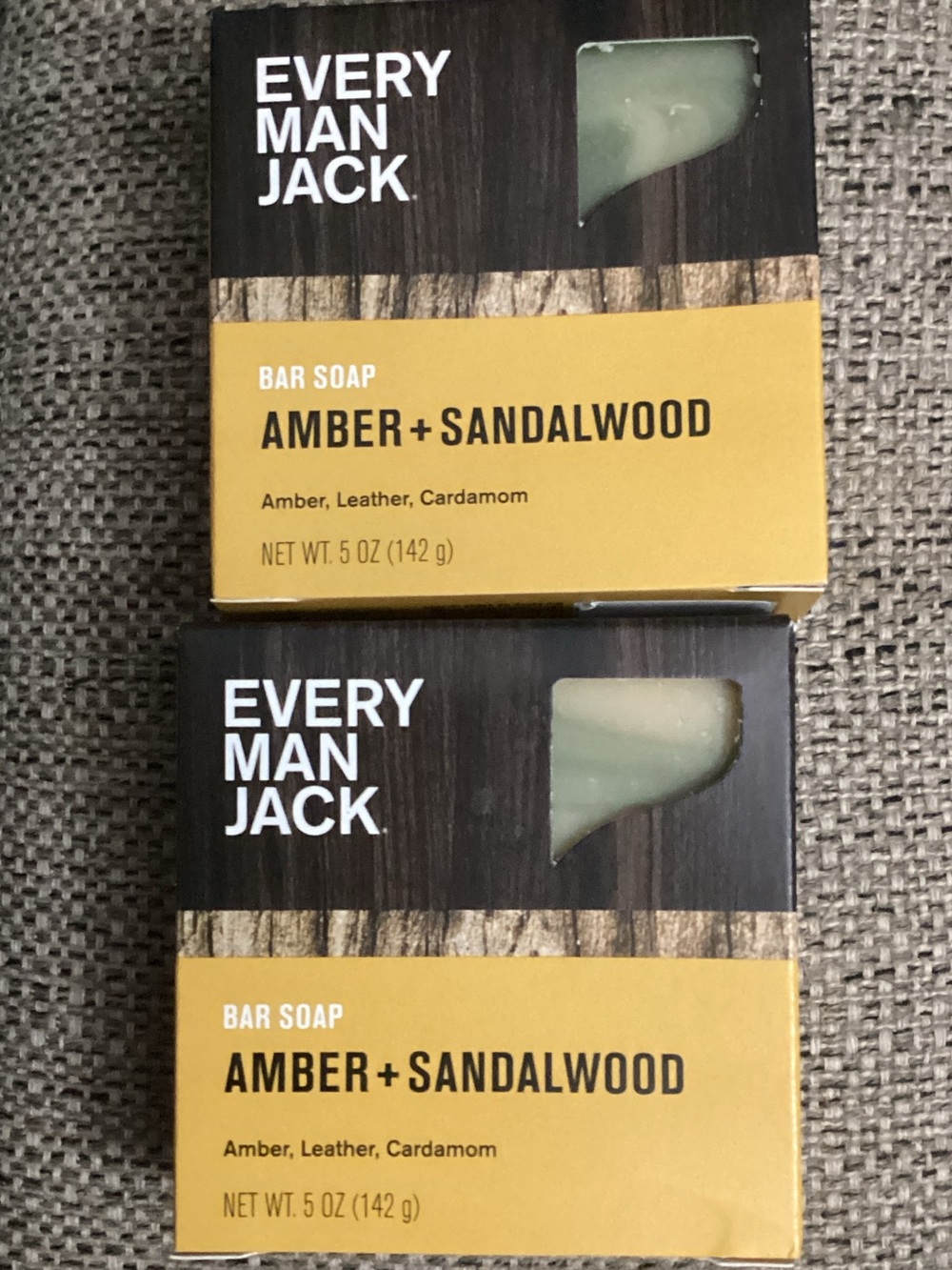 2 Every Man Jack Amber + Sandalwood Bar Soap -